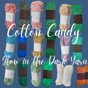 Glow in the Dark Yarn Cotton | 50g Mini Skein | Cotton Candy Glow Yarn | Glow in the Dark Yarn for Crochet | Glowing Yarn for Knitting