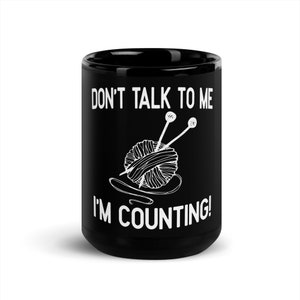 Knitting Mug, Black Glossy Mug