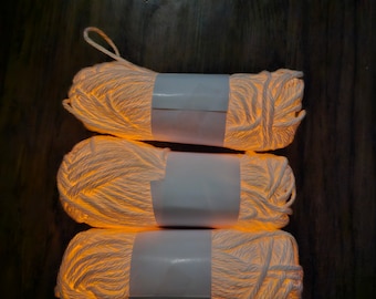 Glow in the Dark Yarn Cotton | 50g Mini Skein | Cotton Candy Glow Yarn | Glow in the Dark Yarn for Crochet | Glowing Yarn for Knitting