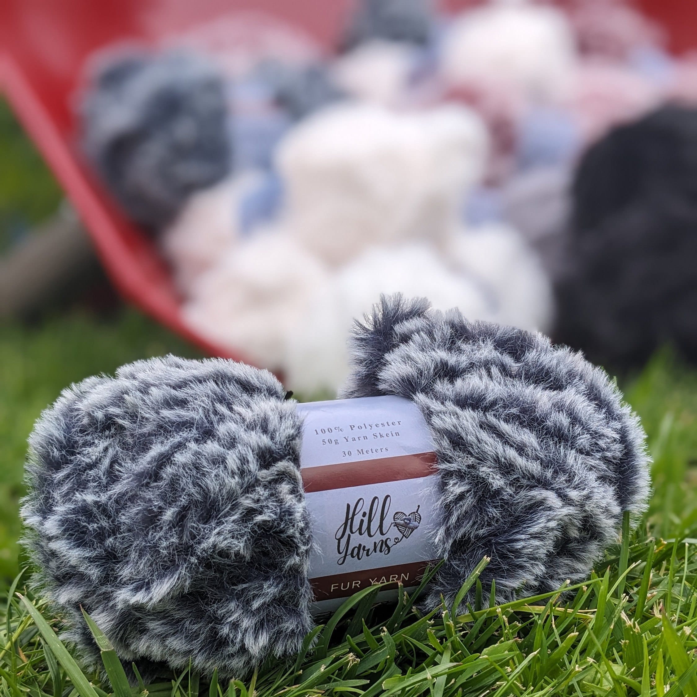 JubileeYarn Chunky Fluffy Faux Fur Eyelash Yarn - 100% Polyester -  100g/Skein - 2 Skeins - Ash Grey