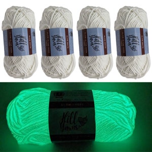 Fils phosphorescents | Une pelote 55 m | Laine phosphorescente pour crocheter | Laine phosphorescente à tricoter