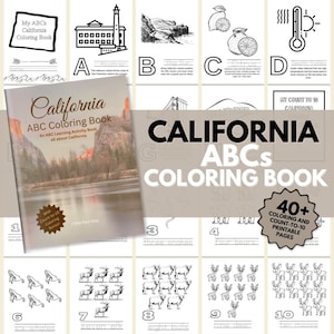 Kalifornien ABCs Malbuch: Ein digitales ABC Lernaktivitätsbuch rund um Kalifornien | Kalifornien Pintables | Kalifornien Malbuch