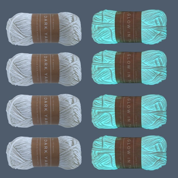 Glow in the Dark Yarn | Four Skeins 220 m | Glow in the Dark Yarn for Crochet | Glow in the Dark Yarn for Knitting