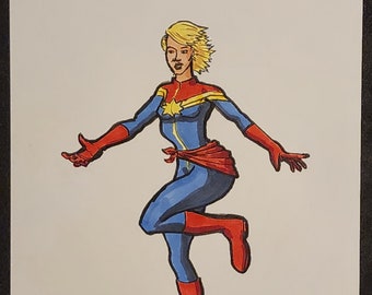Captain Marvel ORIGINAL on 5x7 cardstock (color)