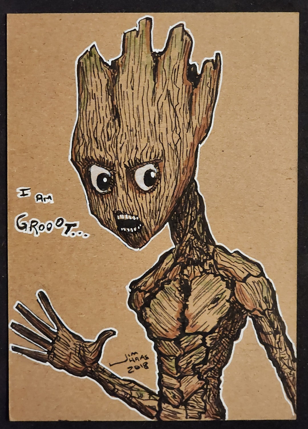 Teenage Groot ORIGINAL on 5x7 Cardstock (color) - Etsy