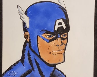 Captain America ORIGINAL on 5x7 cardstock (color)