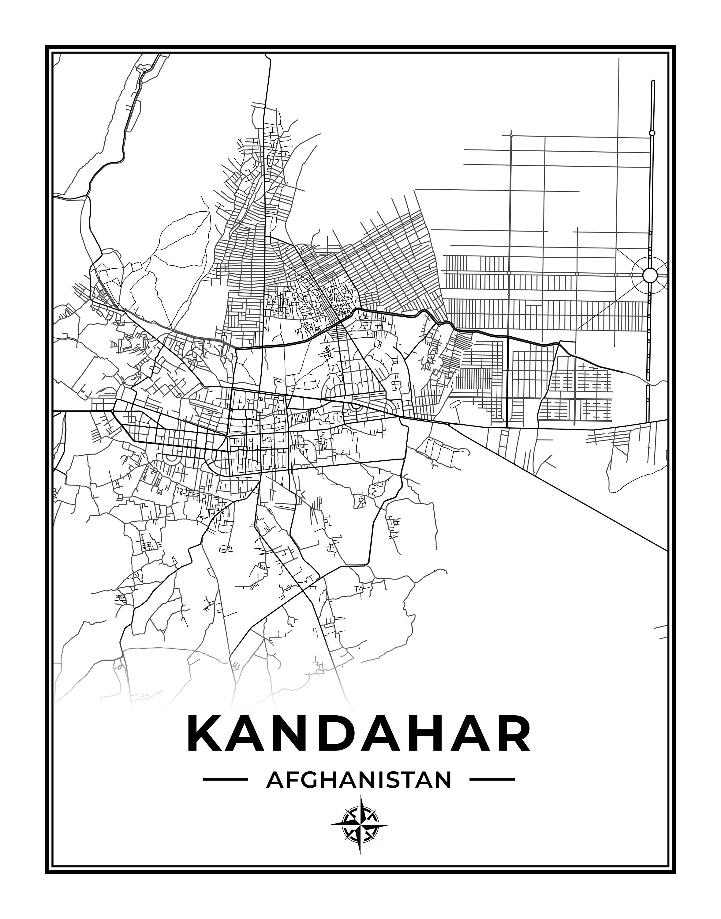 Kandahar Map Print Map of Kandahar Afghanistan Digital Etsy
