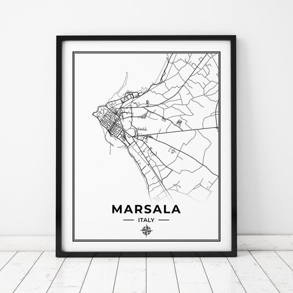 Marsala Map Print | Map of Marsala, Italy | Digital Download