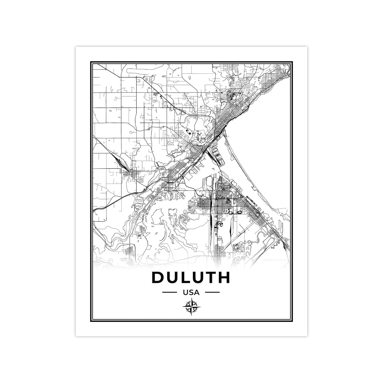 Duluth Map Print Map of Duluth Minnesota Digital Download Etsy