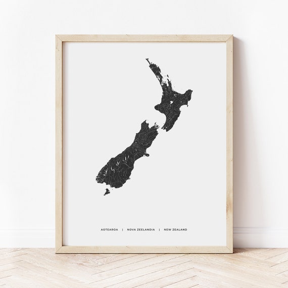 New Zealand Map Print Map Of New Zealand Digital Download Etsy