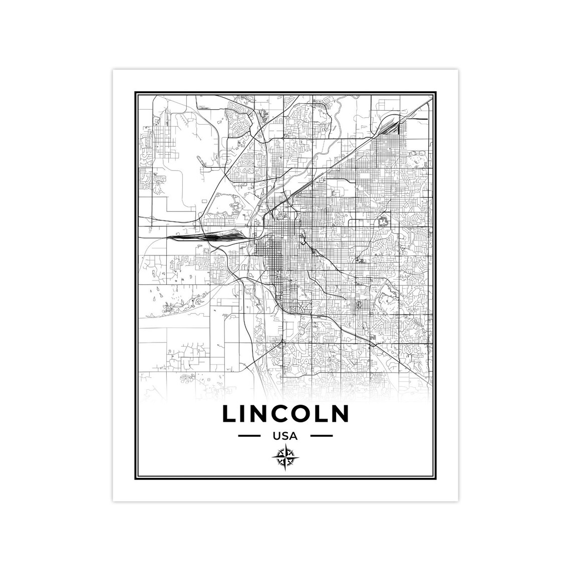 Lincoln Map Print Map of Lincoln Nebraska Digital Download - Etsy UK
