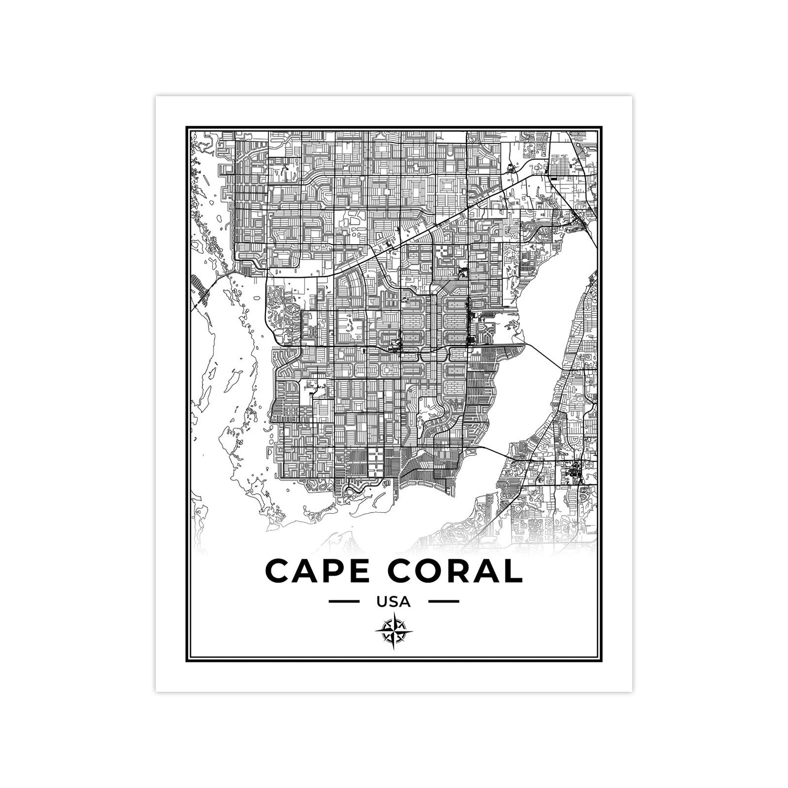 Cape Coral Map Print Digital Download | Etsy