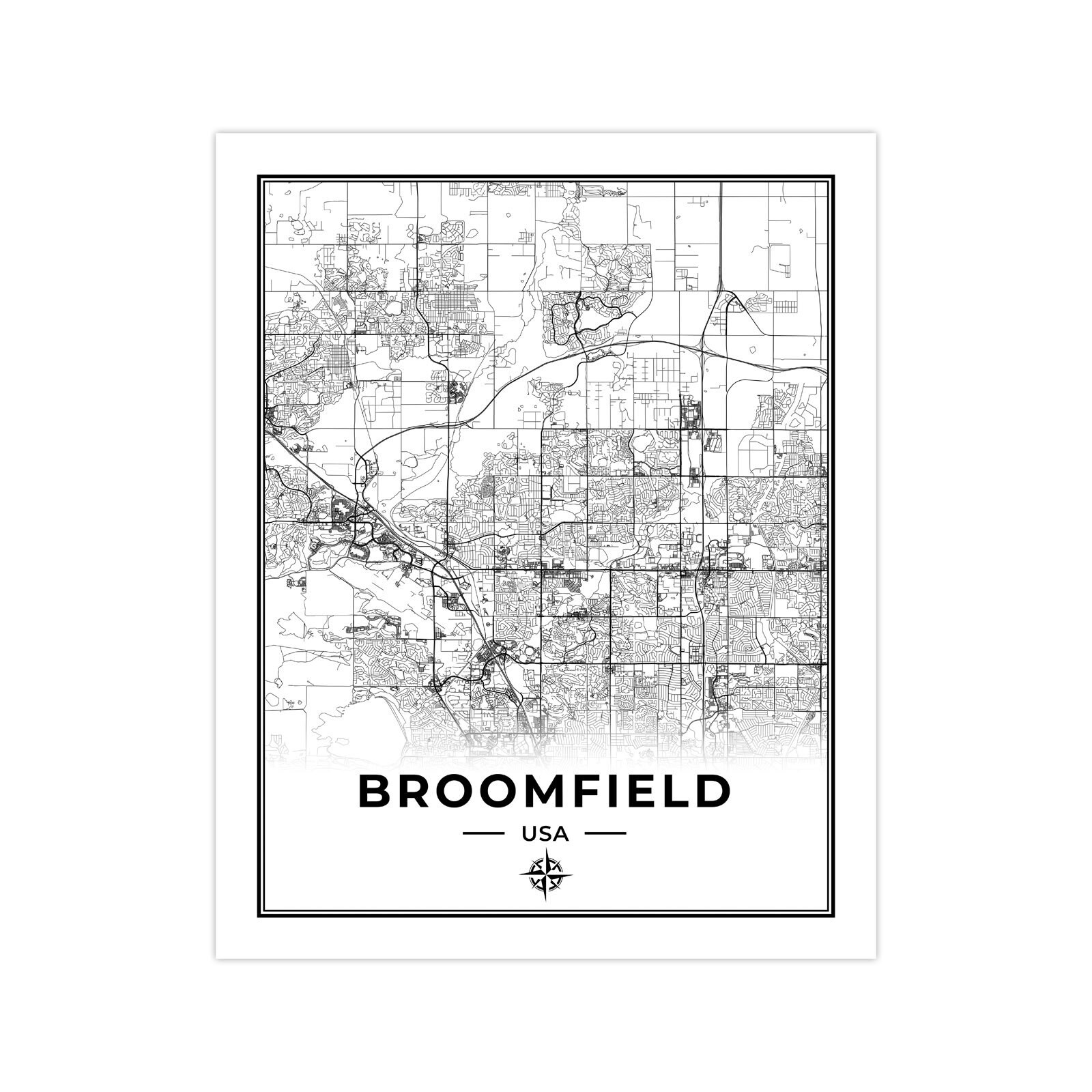 Broomfield Map Print Map of Broomfield USA Digital Etsy
