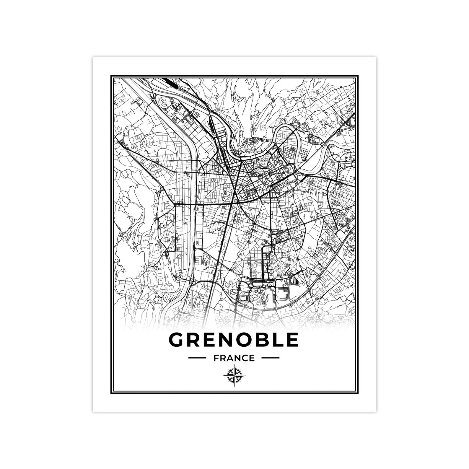 Grenoble Map Print Digital Download | Etsy