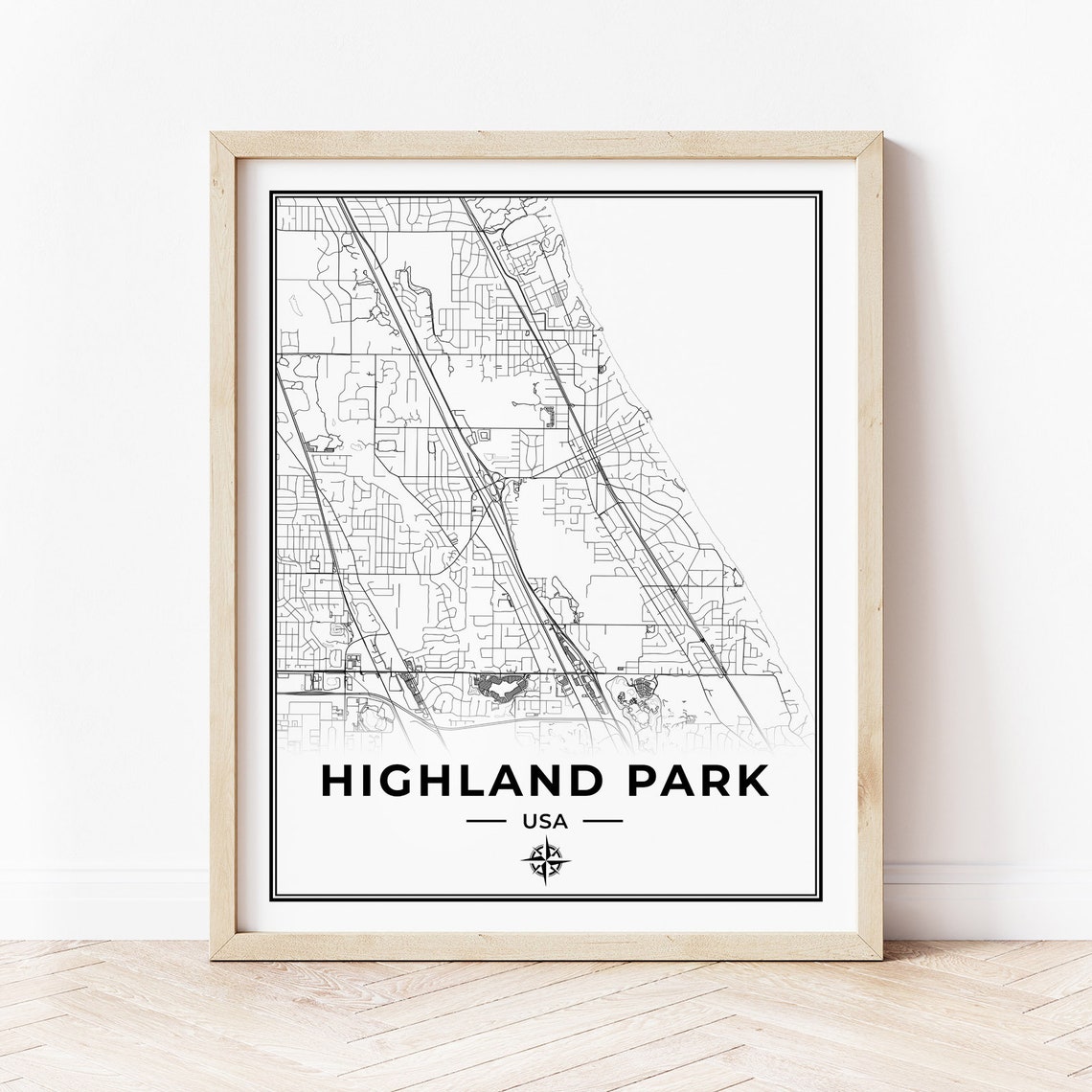 Highland Park Map Print Map of Highland Park Illinois Etsy