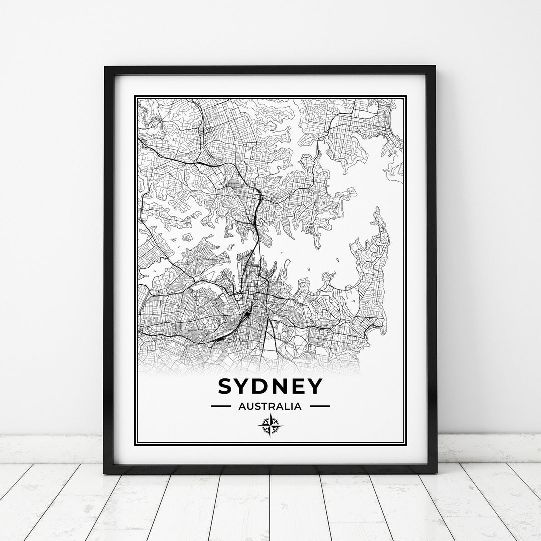 Sydney Map Print Map of Sydney Australia Digital Download - Etsy