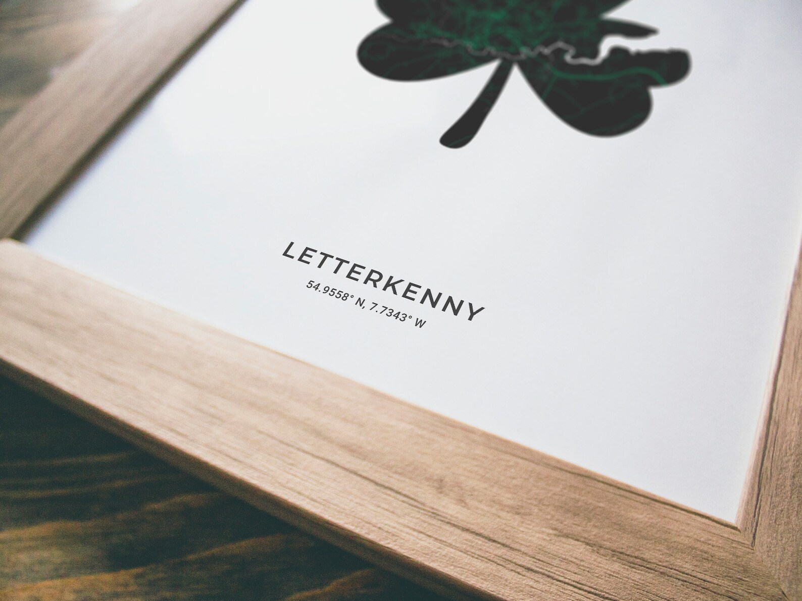 Letterkenny Shamrock Map Print Map of Letterkenny Ireland Etsy