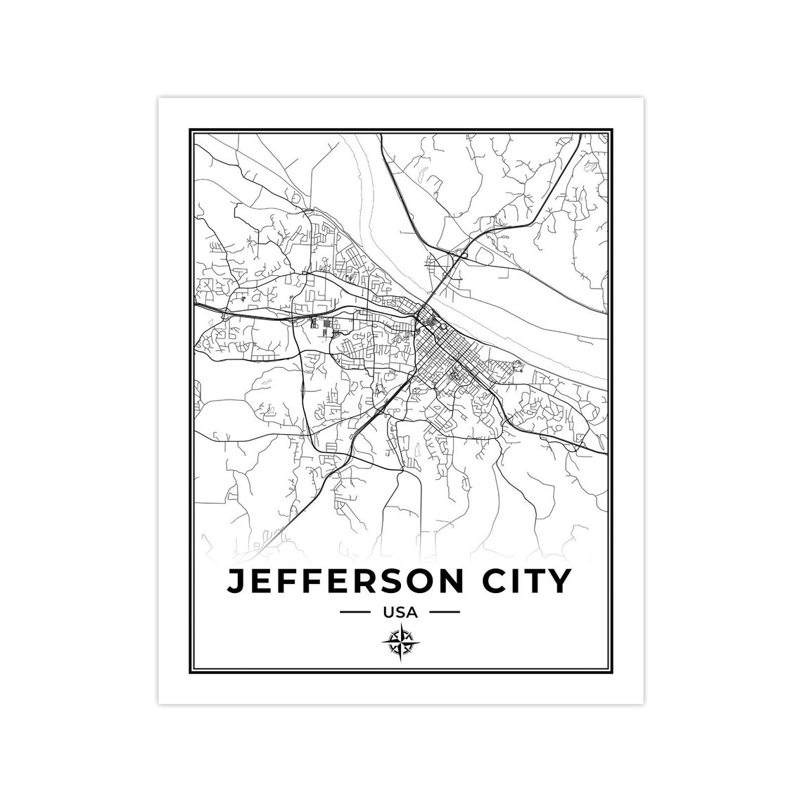 Jefferson City Map Print Digital Download Etsy