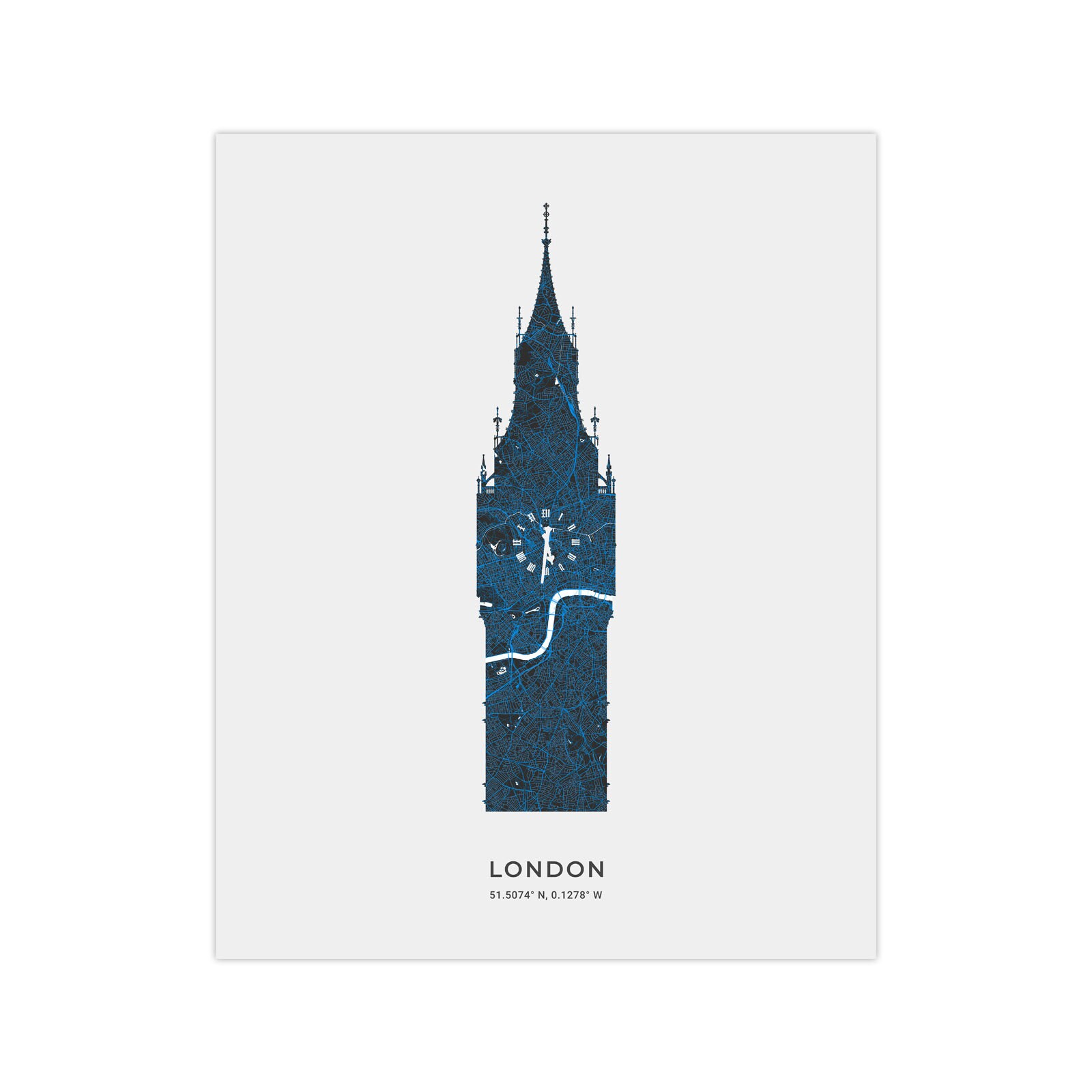 London Big Ben Map Print Map of London England Digital Etsy