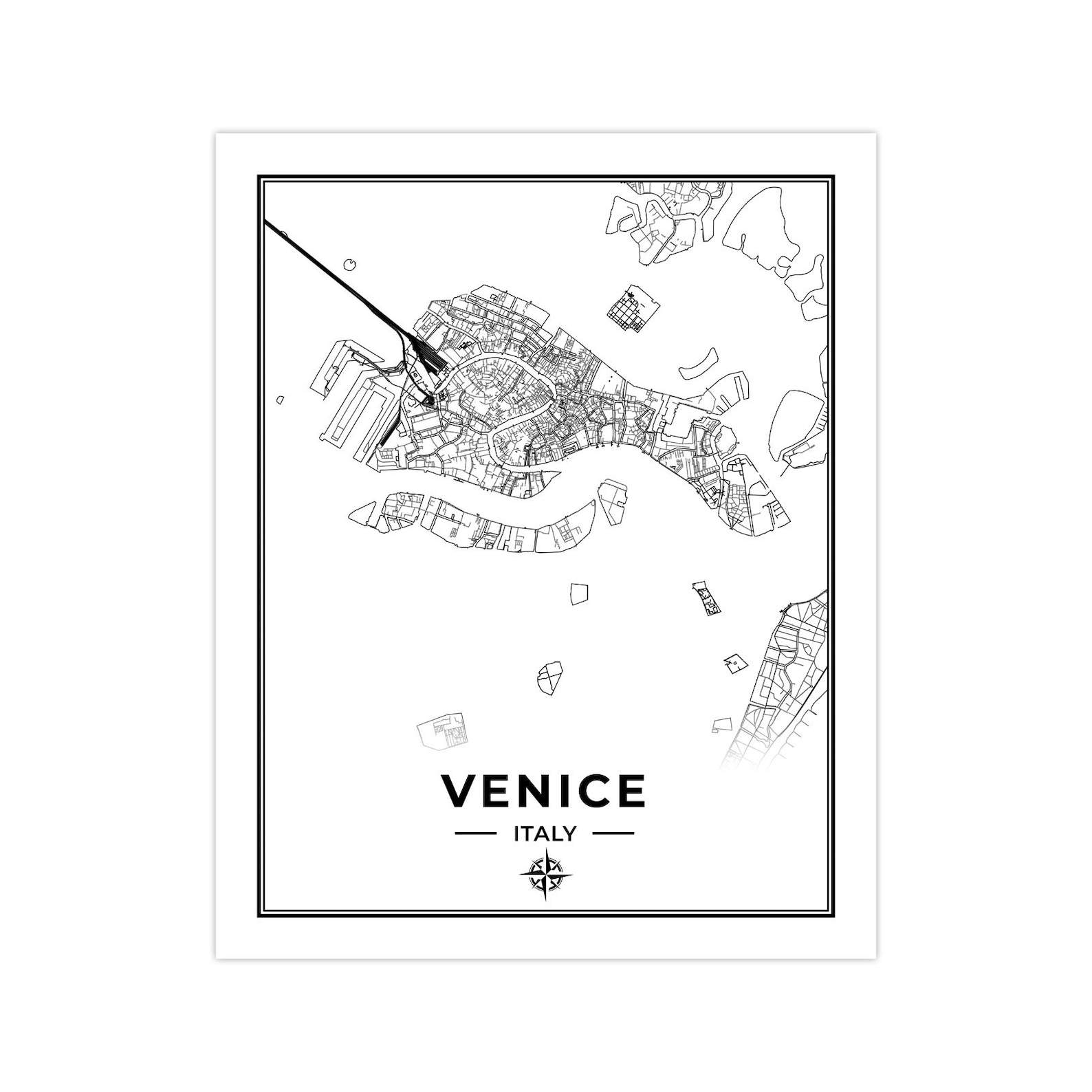 Venice Map Print Map of Venice Italy Digital Download - Etsy