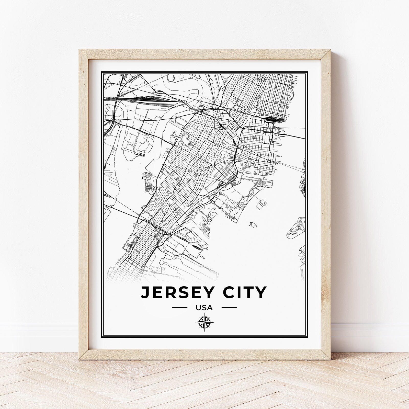 Jersey City Map Print Map of Jersey City New Jersey - Etsy