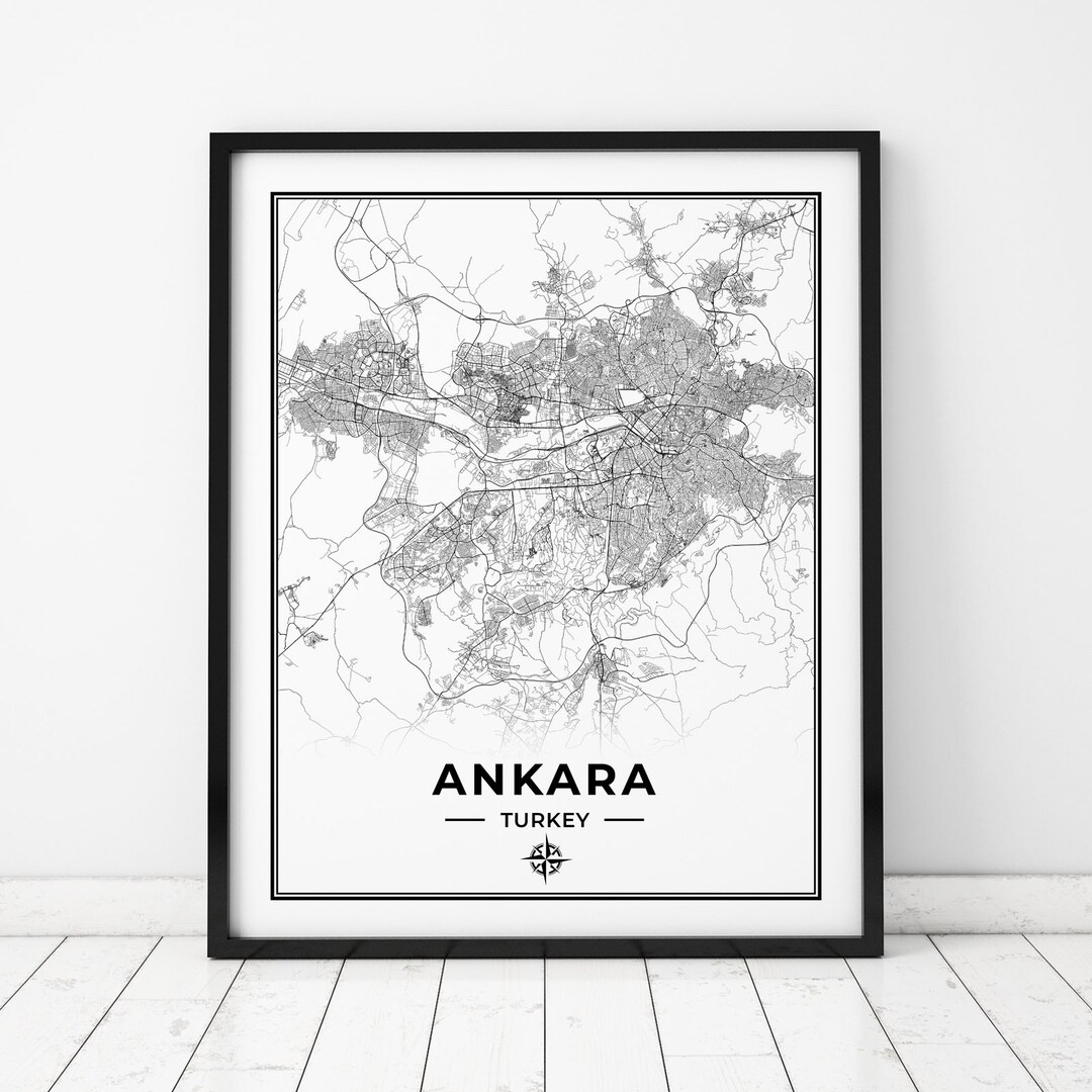 Ankara Map Print Ankara Wall Art Map of Ankara Turkey Ankara Poster ...