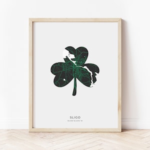 Sligo Shamrock Map Print | Map of Sligo Ireland | Digital Download