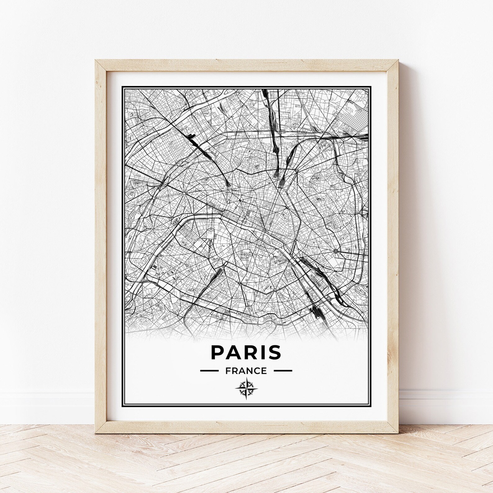 Paris Map Print Paris Wall Art Map of Paris Paris Poster Etsy