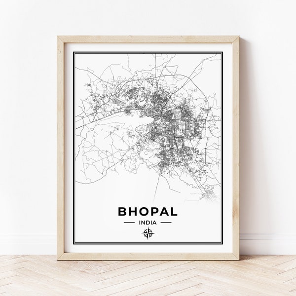 Bhopal Map Print | Map of Bhopal India | Digital Download