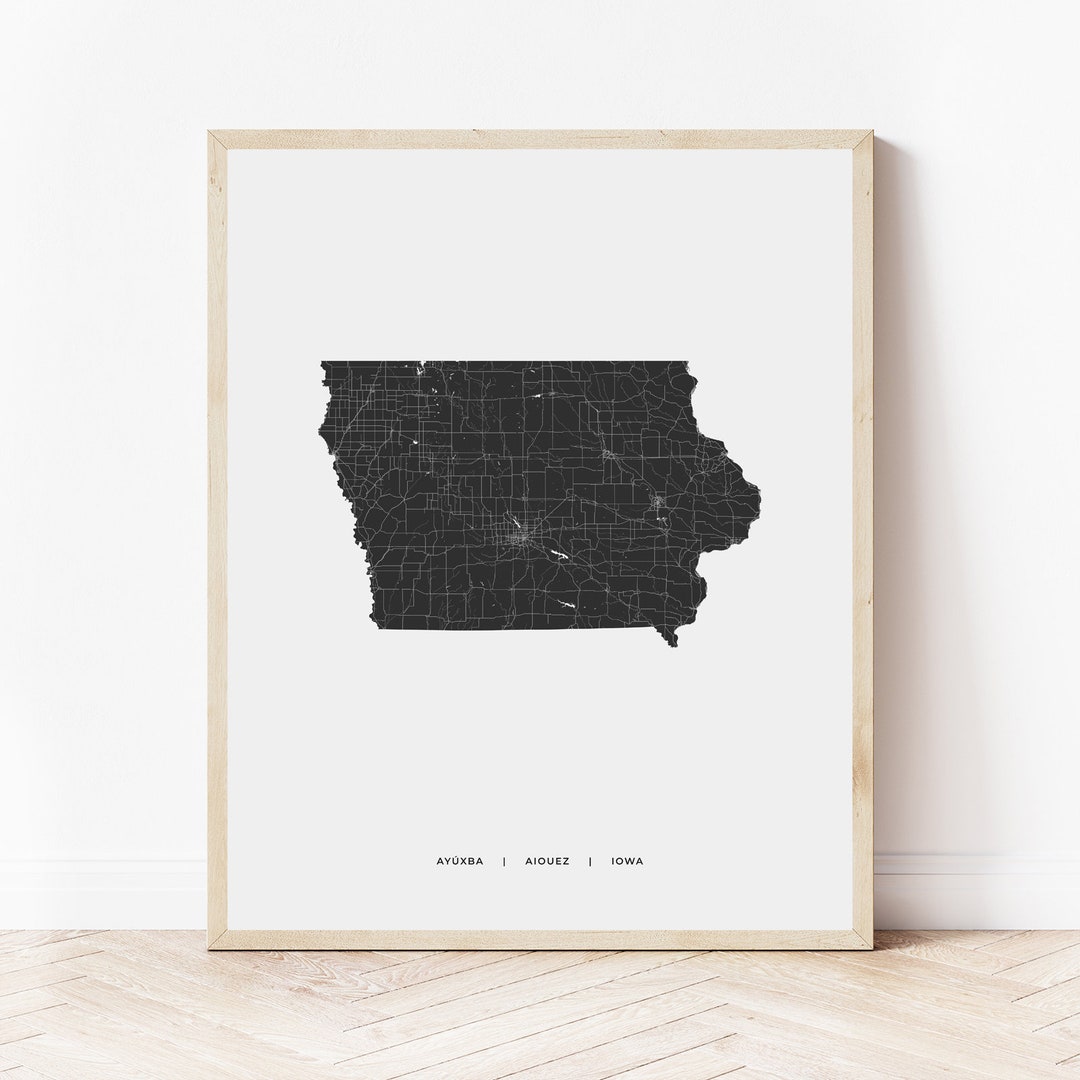 Iowa State Map Print Map of Iowa State Digital Download - Etsy