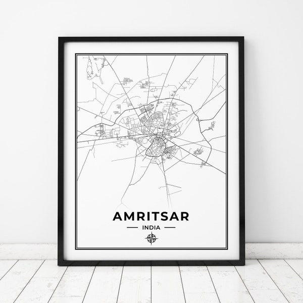 Amritsar Map Print | Amritsar Wall Art | Map of Amritsar | Amritsar Poster | Printable Wall Art Gift
