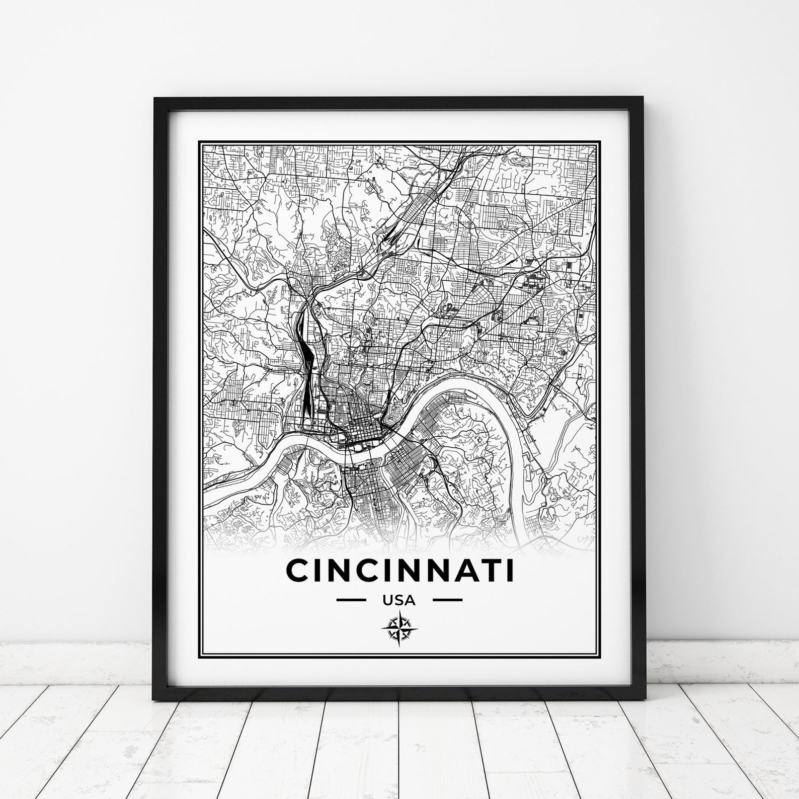 Cincinnati Karte Drucken Karte von Cincinnati Ohio | Etsy