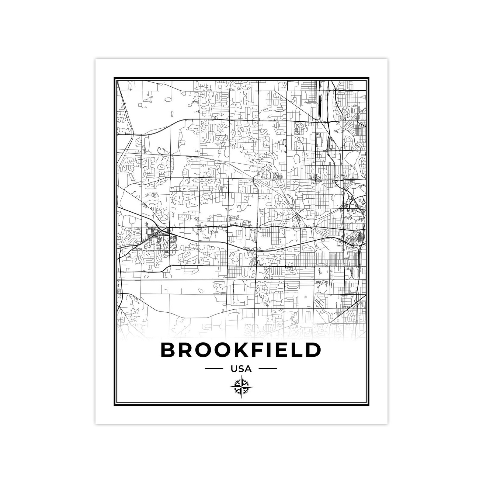 Brookfield Map Print Map of Brookfield Wisconsin Digital Etsy