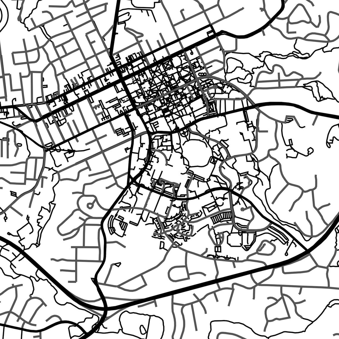 Chapel Hill Map Print Map of Chapel Hill North Carolina | Etsy