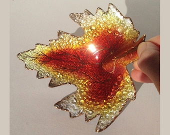 Vintage Limoges Porcelain Leaf Dish: French Enamel Trinket Plate Glass Crystal Autumn Plate Collectible