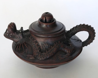 Vintage Yixing Zisha Clay Teapot: Handcrafted Dragon Design 19th Century Chinese Ball Collectible Rare