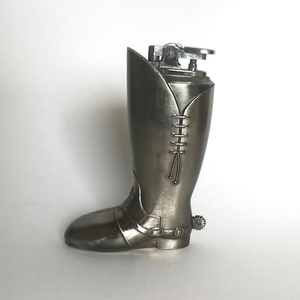 Boot Lighter Gas Vintage Brass Lighter Tabl French Officer's boot Rare Big Lighter Steel Metal Lighter Boot Collectible Piece UInique Silver