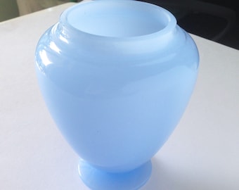 Vintage Baccarat Vase: French Opaline Agate  Light Blue Glass Art  Unique Rare Signed Collectible