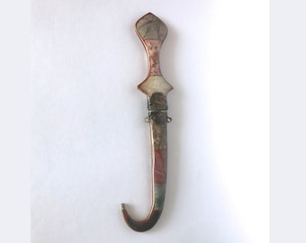 Antique Moroccan Koummya Dagger: Onyx Marble Islamic Arabic Knife Stone Handmade  Collectible Unique