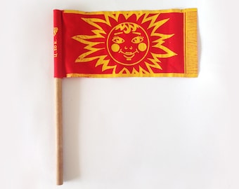 FLAG USSR SOVIET Propaganda Vintage Russian Unique Children's Flag Red Sun Small Communist Post-soviet
