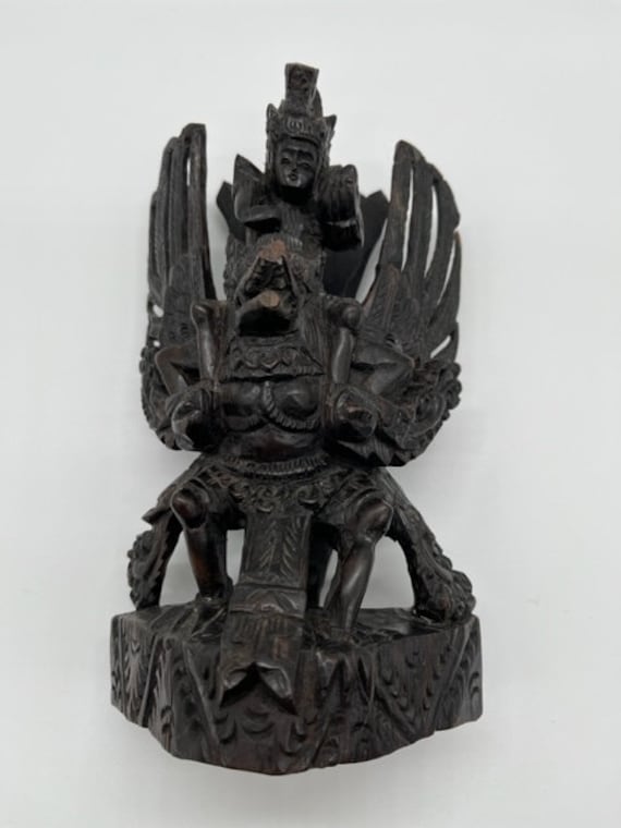 アンティーク ガルーダ 鳥の像 古代バリ彫刻 黒檀 木製フィギュア 