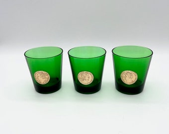 Vintage BYRRH & DUBONNET Green Glasses: French Kings Medallions Set of 3  Collectibles Rois Authentic