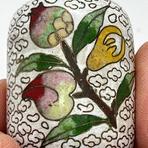 ANTIQUE CLOISONNE Small Cylinder Vase Chinesse Enamel Marked 19th Century Sacura Agave Mango Pomegranate Old Unique Collectible Cloisonne