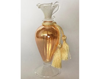 Vintage Murano Glass Pitcher: Gold Crystal Venetian Vase with Silk Cord Rare  Parfume Collectible