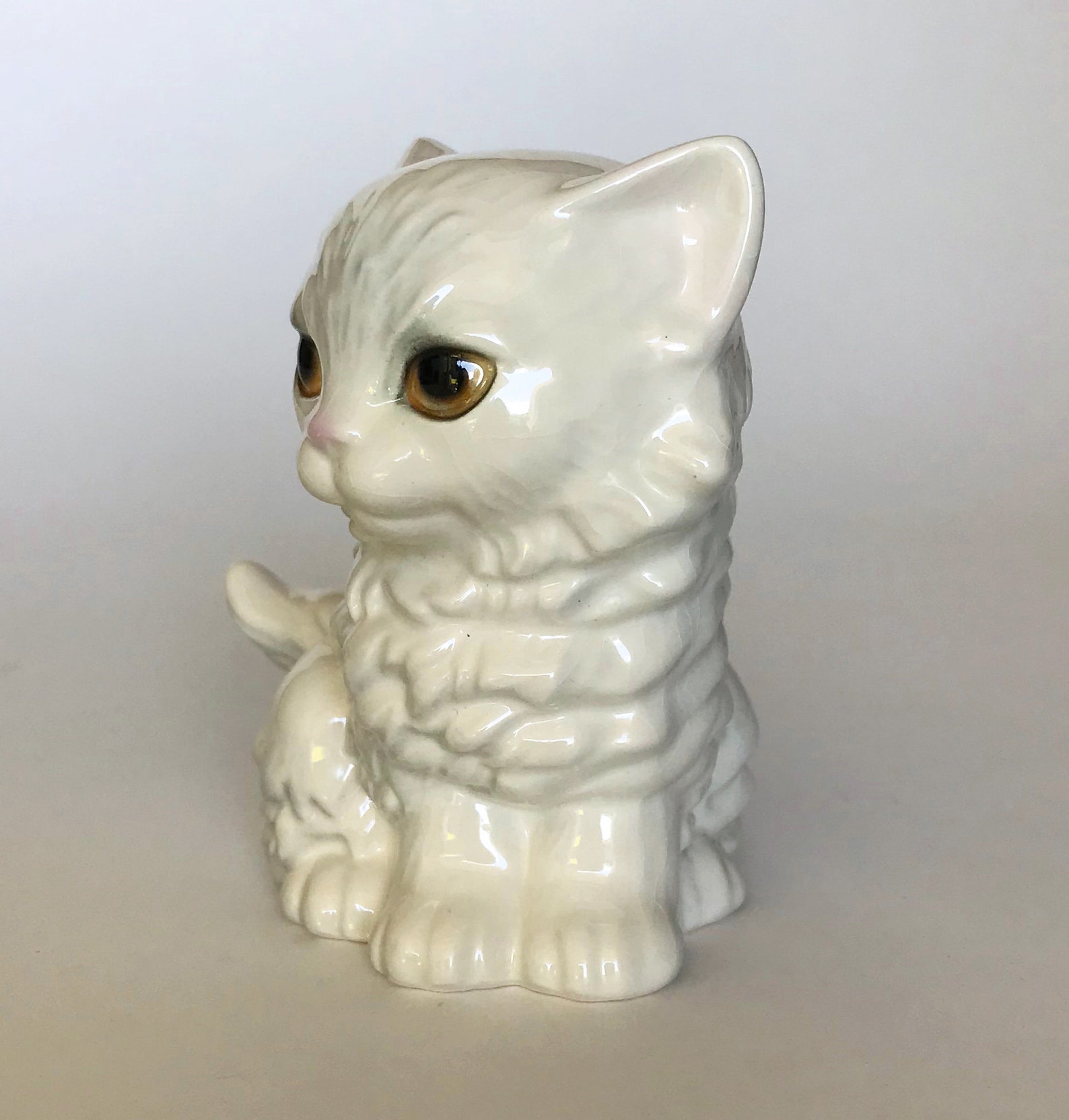 GOEBEL CAT Vintage Figurine White Sitting Cat Porcelain Yellow Etsy