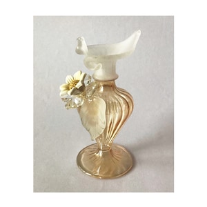 Venetian Murano Pitcher Glass Murano Rare Vintage Parfume  Murano Vase Gold Crystals Glass Daisy Flower Chamomile Refined Vase Collectible