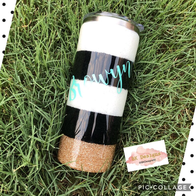 Kate Spade Inspired Skinny Tumbler Striped Tumbler Black & Etsy
