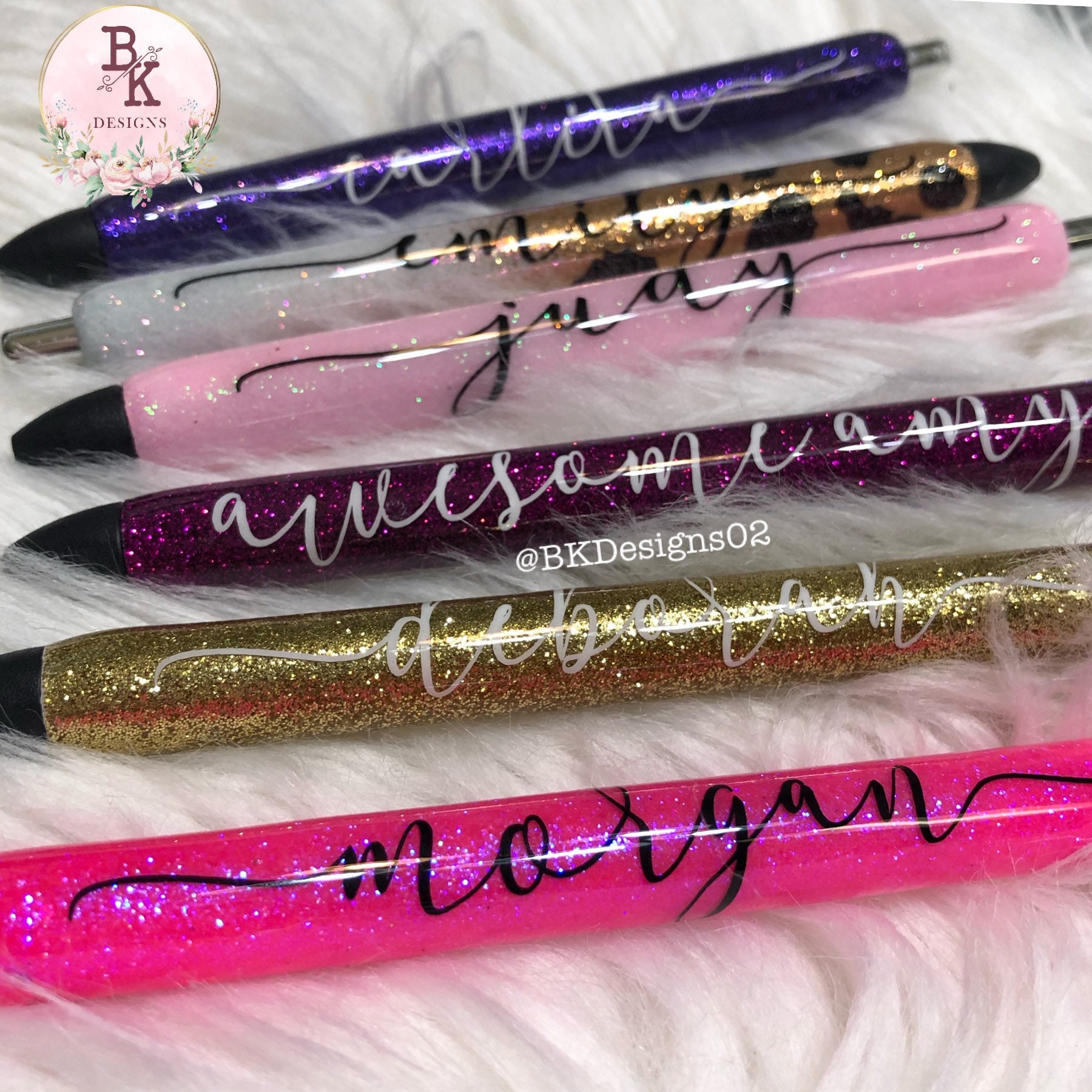 Glitter Personalized Gel Pens Custom Pens Custom Epoxy Etsy Canada