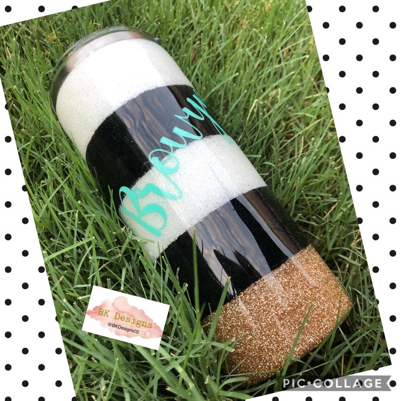 Kate Spade Inspired Skinny Tumbler Striped Tumbler Black & Etsy