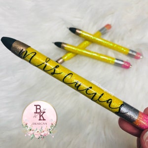 Glitter personalized gel pens | Custom Pens | Custom Epoxy Glitter Pens | Gift for her | Pencil Gel Pens | Teacher pen | Teacher gift